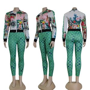 24 Years Fashionable Sportswear Set Slim Fit Comfortable High Quality Women Fashion Printed Zip Jacket and Sweatpants Set