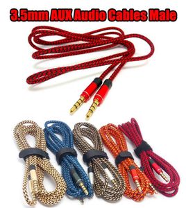 35mm Auxiliary Aux Extension Audio Cable Nylon Wire Goldplated Plug Male till Male Cable 1M 15M för mobil MP3 -högtalartablett5615073