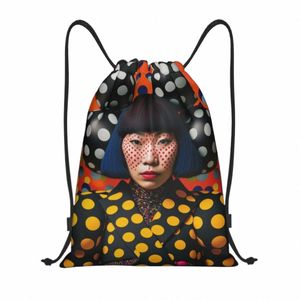 Yayoi Kusama Soyut Sanat Drawstring Sırt Çantası Kadın Erkek Spor Salonu Sackpack Katlanabilir Polka Eğitim Çantası Çuval H1BR#