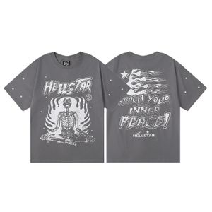 Mens Hellstar Designer T Shirt Graphic T Y2K Hipster Washed Fabric Strt Graffiti Bokstäver Folie Print Vintage Coloeful Löst passande Hip Hop Clothing 35