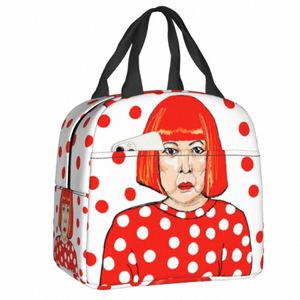Yayoi Kusama Abstract Art Isolated Lunch Bag For Women Cousable Cooler Thermal Lunch Box Kids School Work Food Tygväskor F6UR#