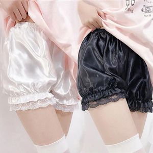 Calcinha feminina chique lolita shorts de segurança com babados de renda para gilrs slik alta cintura cufas de proteção de abóbora sob a saia