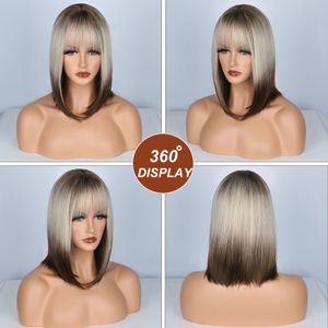 Mix Color Qi Bangs krótka peruki gorąca wyprzedaż platynowe blond włosy hurtowo europejska Ameryka styl mody permed barwiony róży róży cuchrysta peruka