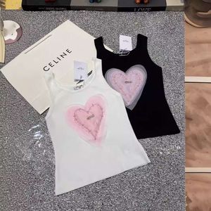 Tasarımcı Mm Home 24ss Yeni 3D Love Chiffon Örme Tank Top Şık Çok yönlü