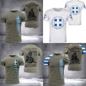 T-shirt-shirt Hellast per linea geometrica Flag Grecia Emblema nazionale stampato grande strada casual Maglietta maschile 022223h