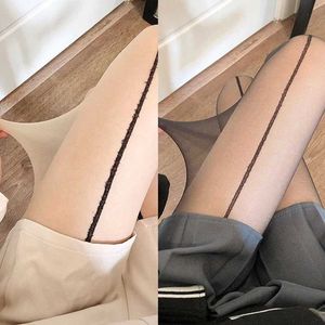 Sexy Socken sexy Frauen Strumpfhose Sommer nahtloser Nylon Oberschenkel hohe Strümpfe Strumpfhosen Dessous sexy gestreifte Punk Streetwear Fishnet Strümpfe 240416