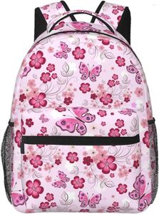 Rucksack rosa Schmetterling mit Blume große Kapazität Laptopbeutel wasserdichtes Zubehör