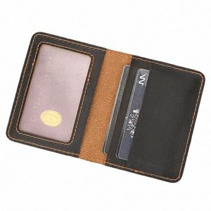 Sollette di carta in pelle autentica con carta d'identità con carta vera in pelle RFID Case Custode Slot per gli uomini per uomini Mini Slim Short Borse 05OI##