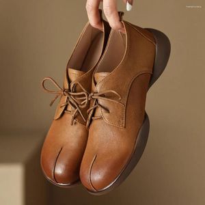 Повседневная обувь женская подлинная кожаная шнурка для шнуровки оксфорды круглые женские кроссовки высококачественные мягкие удобные эспадрильи