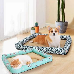 Hoopet Summer Cooling Pet Dog Mat Ice Pad Maty śpiące dla psów Koty Kennel Top Quaj chłodne zimne jedwabne łóżko 240416