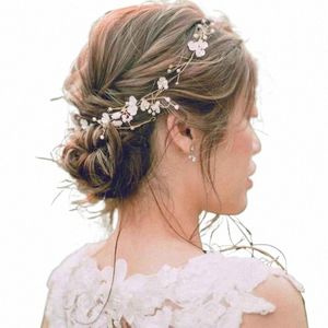 crystal Headbands Wedding Hair Accories Handmade Floral Pearl Rhineste Hair Ornament 50CM For Bride Girls 12sE#