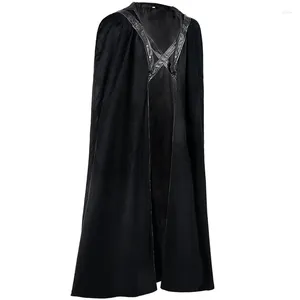 Męskie okopy płaszcze Mężczyźni Cloak z kapturem przy Party Vintage Halloween Stage Medieval Cosplay Costumes Dark Renaissance Cloth