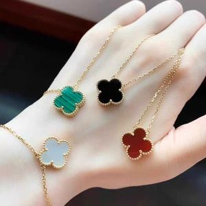 Designer Van High Version Clover Necklace For Womens Light Luxury Small and Popular 18K Rose Gold Lucky Grass Collar Chain