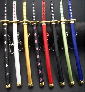 Oito cores Roronoa Zoro Keychain Mulheres Mulheres Menina Faca Anime Saber Sabre Snow Key Chain Katana One Piece 15cm Q053 Y0907331216