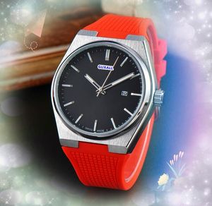 Beliebtes automatisches Datum Männer 3 Zeiger Uhren Bunte Gummi -Gurt -Quarz -Bewegung gut aussehende Superkette Präsident Armband Armbandwatch Relogio Maskulino