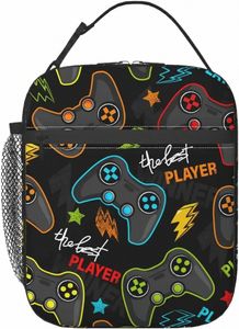 video Game Ctroller Insulated Lunch Bag Reusable Lunch Box Portable Thermal Bento Tote for Adults Kids Work School Picnic u16p#