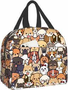 Bola de almoço de cachorro fofa Kawaii Puppy Lanch Box Animal Print Compact Bag Bolsa Reutilizável para Mulheres Picnic Beach Office Work 17yd#