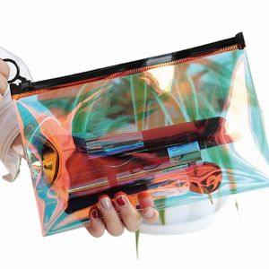 1 PC Laser Transparent kosmetisk väska Kvinnor Söt sminkpåse Pouch Waterproof Travel Neceser W Beauty Case Bag Organizer Y02B#