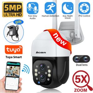 System Tuya Smart Home Detekcja Humanoidowe 5MP kamera IP bezpieczeństwo Wi -Fi CCTV Camera Duallens 5x Zoom IP66 Outdoor Surveillance Camera