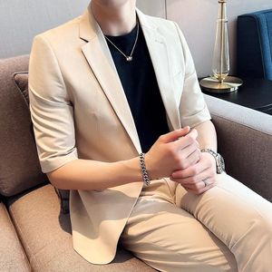 Men's Suits (Jackets Pants) 2024 Spring Men Thin Half Sleeve Business Formal Casual Slim Fit Office Party Prom Wedding Blazers Trouser