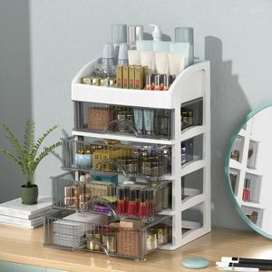 Aufbewahrungsboxen Mehrschicht-Desktop-Schubladen-Hülle Schmuckbehälter Lippenstifthalter Kunststoff Makeup Organizer Box Large Kosmetik