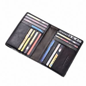 ThinkThendo Retro äkta läderkohude Travel Passport ID Kort Omslag Holder Case Protector Organizer Wallet Black Color 53GX#