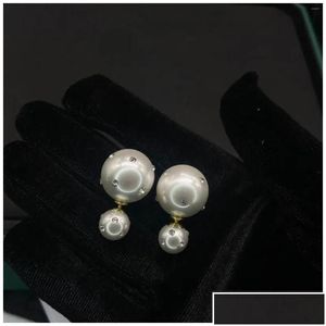 Orecchini per borchie Classic Doppio lato SIMATO Crystal Pearl for Women Regale Designerjewelry Delivery Delivery Delivery Gioieri Otjvc Dhonx