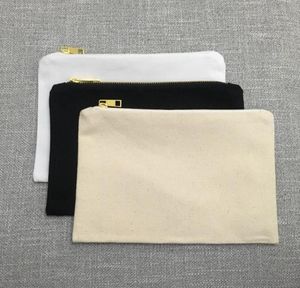 7x10 tum Blank Canvas Zipper Bag 100 Cotton Travel Makeup Organizer Stor kosmetisk väska Makeup Holder Bag For Screen Printing 2142164