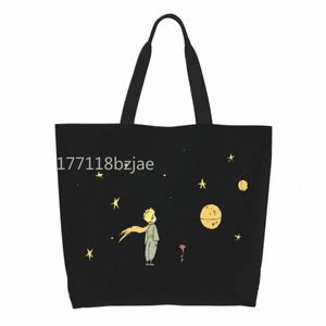 kawaii classic ficti the Little Prince Shop Tote Bag Reusable France Fairy Tale Groceries Canvas ShopperショルダーバッグK9m1＃