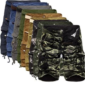 Mens Military Shorts Summer Camouflage Cargo Shorts Men Cotton Loose Casual Short Pants No Belt 240409