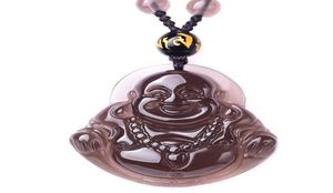 Natural Ice Obsidian Big Belly Buddha Pendant Black Maitreya Buddha Necklace Female7800077