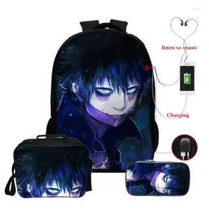 Backpack Japanese Animes Dabi Bagpack Casual Children Backpacks Girls Daypack Usb Cable Student Fashion Katsuki Bakugo Book Bag