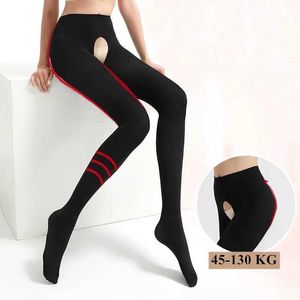 Sexy Socks DOIAESKV Women Open Tights Plus Size 120D Autumn Winter Warm Pantyhose Crotchless High Waist Female Stretchy Slim Skinny Tights 240416