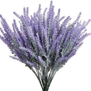 Lila künstliche Lavendelblumen Bouquet gefälschte Pflanze für Wohnkultur Garten Weihnachten Hochzeit Dekoration Vase Accessoires Indoor 240416