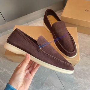 2024 Luxury Designer LP Loafers Shoes Open Walk Suede Loro P Shoes Ankle Boots Fashion Women Slip on Men's Walking Flats Short Boot 35-46 L4