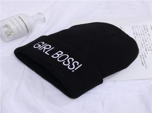 New Men039s and Women039s Winter Hats Girl Boss Embroidered Knitted Wool Beanie Hat J5OL8013368