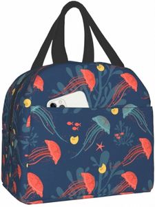 Carto Cute Jellyfish Lunch Bag For Women Men Izolowane pudełko na lunch dla dorosłych Bento Bento Bento do pracy Picnic Travel U9GM#