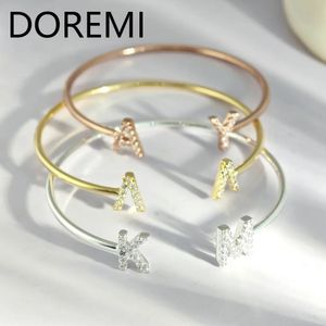 Doremi Waterproof SimpleBracelet Initial Letter Birthstone Custom Gift Cuff Bangle 240416