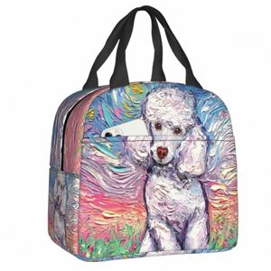 Starry Night Poodle Lunch Box Warm Cooler Thermal Food Isolated Lunch Bag For Women Kids School Work Picnic Portable Tygväskor U8PD#