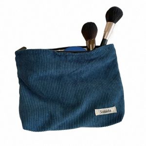 Solid Color Corduroy Cosmetic Bag Clutch Bag Stor Makeup Organizer Väskor Korean kosmetisk påse Kvinnor Söt toalettmety Beauty Case i9lr#