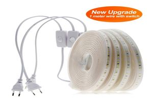 1m 5m 10m 220V LED -remssträng Ljus Vattentät Fiexble LED -bandband 3014 LED -lampor med Power Plug Controller2359259