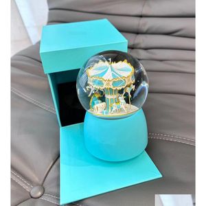 Другие праздничные вечеринки дизайнер Blue Music Box Carousel Dream Crystal Ball Classic Letter Logo Light Рождественский Новый год дети Otpth