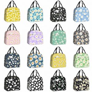 Floral Daisy Print Isolated Lunch Bag For Women Chamomile FRS Cooler Thermal Lunch Tote Box Portable Picnic Food PALLS L0B5#