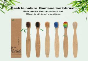7 Colors Head Bamboo Toothbrush Natural Raw Handle Rainbow Colorful Toothbrush Soft Bristles Environmental9951766