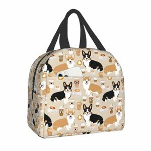 Kaffee walisischen Corgis Hund Isoliert Lunchtasche für Frauen auftrieb kühler Thermal Bento Box für Kinderschule Kinder Lunchbox G7he#