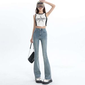 2024 Spring New Design with Fine Sparkling Diamonds to Show Slim Edge Micro Horn Jeans Womens