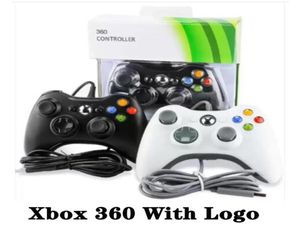 Game Controllers New USB Wired Xbox 360 With Logo Joypad Gamepad Black Controller With Retail box3601337