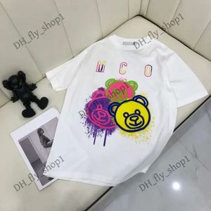 Дизайнерская футболка Mens Womens Moschi Summer Luxury Brands New Tees Cartoon Teddy Bear Cotton Cround Neck для открытого отдыха пара