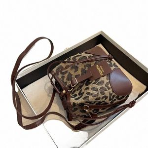 leopard Small PU Leather Women Bucket Crossbody Bags 2024 Fall Designer Shoulder Bag Luxury Brand Ladies Handbag Lady Trend Tote E1ST#