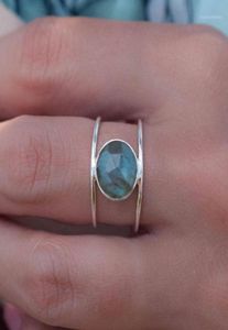 Boho Женский кольцо Big Moonstone Ring Уникальный стиль золотой цвет свадебные украшения обещание обручальные кольца для женщин17863555